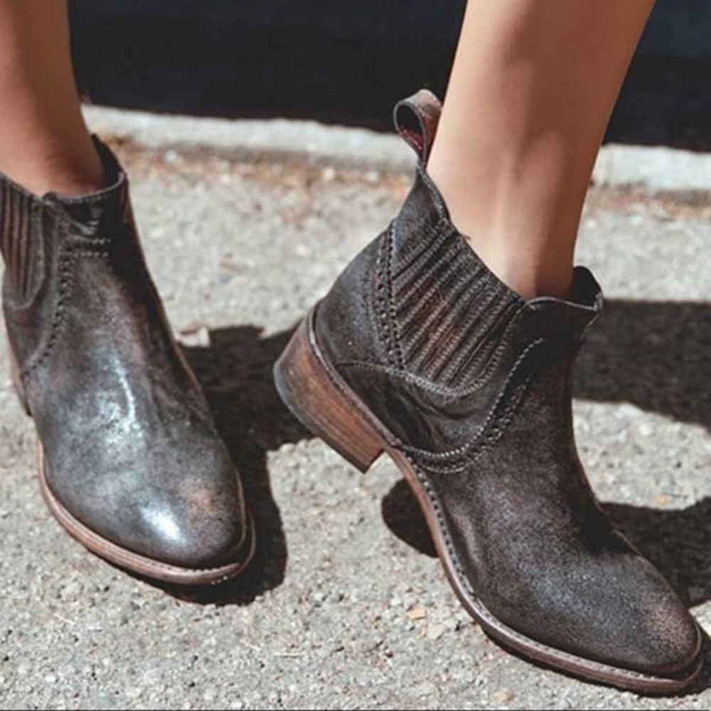 BED|STÜ Ellice Leather Chelsea Boot Black MD Rust Size 8.5